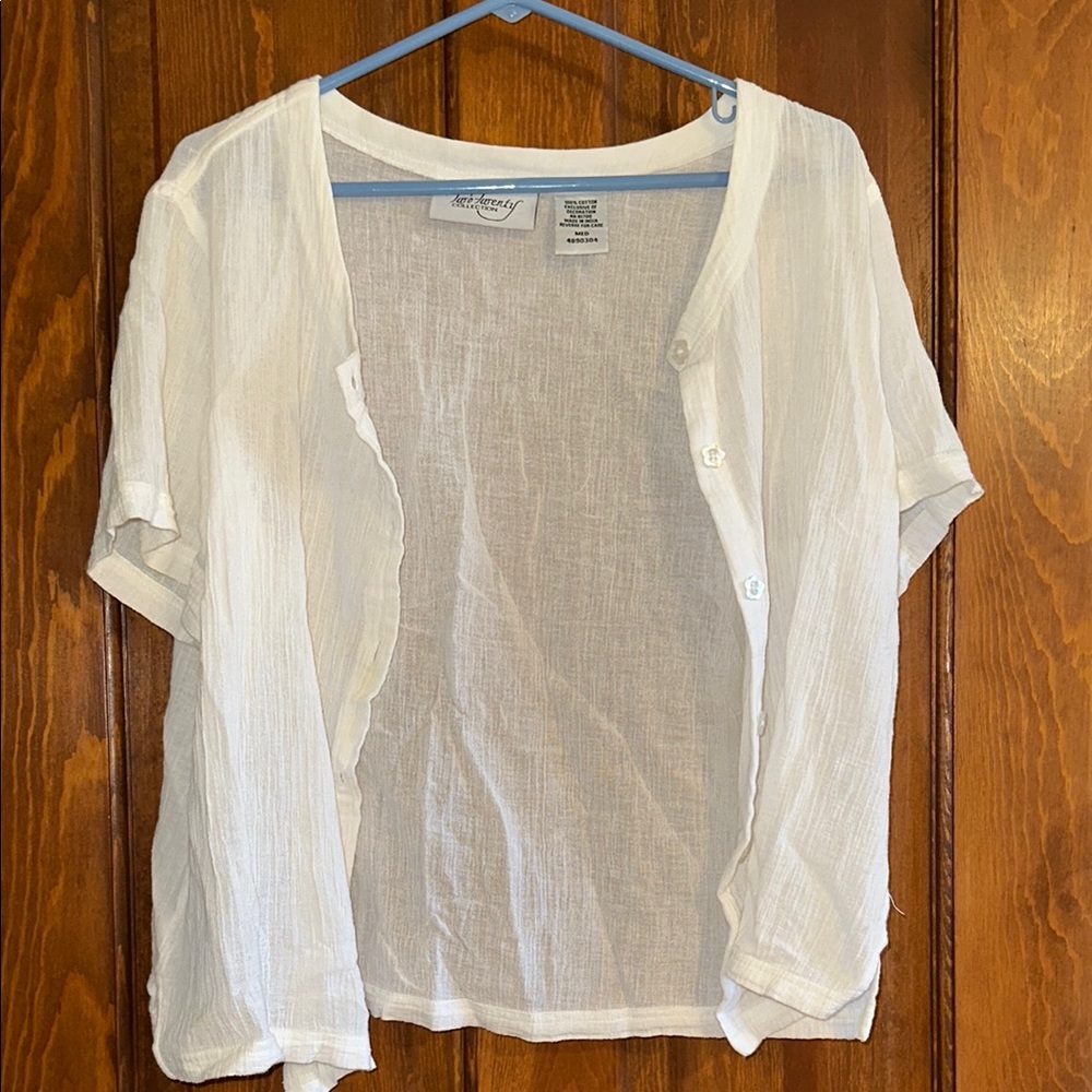 Coldwater Creek White Short Sleeve Blouse